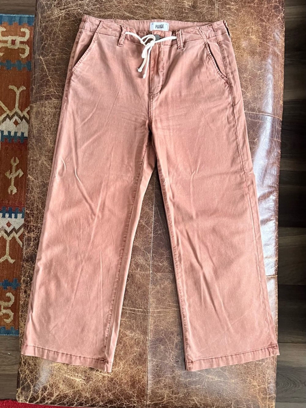 PAIGE Drawstring Wide-Leg Crop Pants — Rose Clay